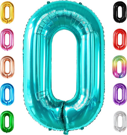 KatchOn Aqua Blue 0 Balloons 40 Inch | Turquoise Balloons, Teal Number 0 Balloon by KatchOn