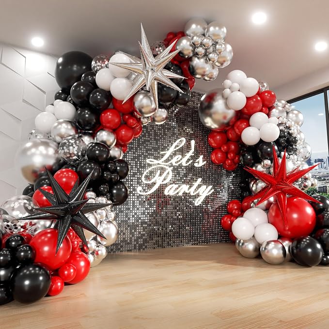 Red and Black Balloon Arch Kit by Anjerlfu