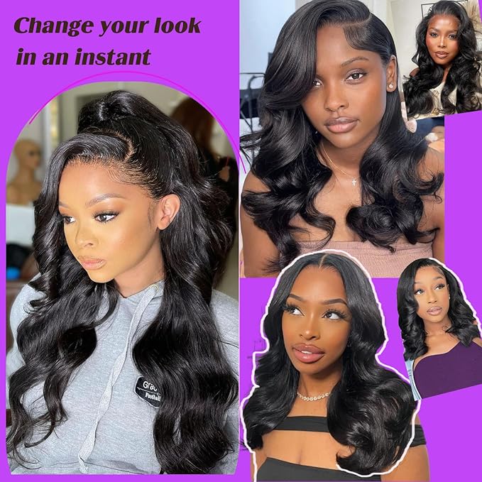 Body Wave 200 Density HD Lace Front Wigs Human Hair Pre Plucked 13x6 HD Transparent Lace Frontal Wigs Human Hair Glueless Human Hair Wigs for Black Women 16 Inch Body Wave Human Hair Wig