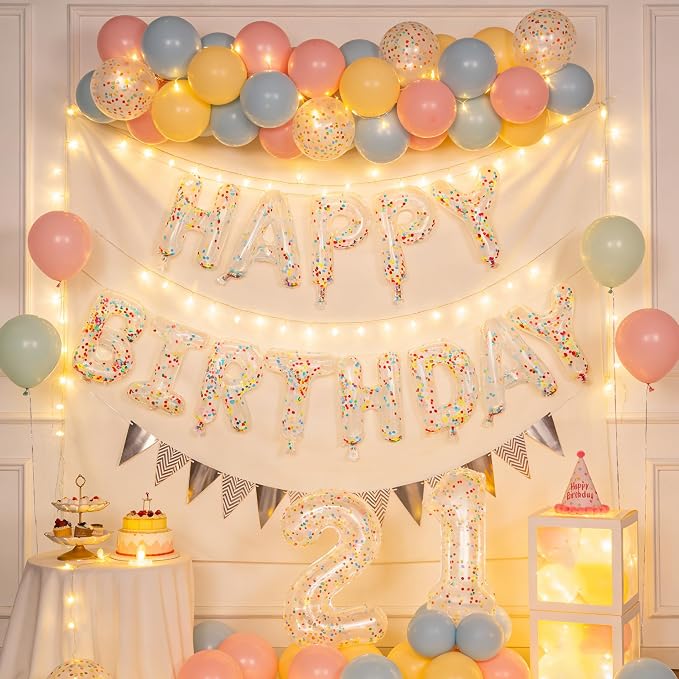 Happy Birthday Letter balloon banner, 16-inch Happy Birthday | clear sequined - Image 6