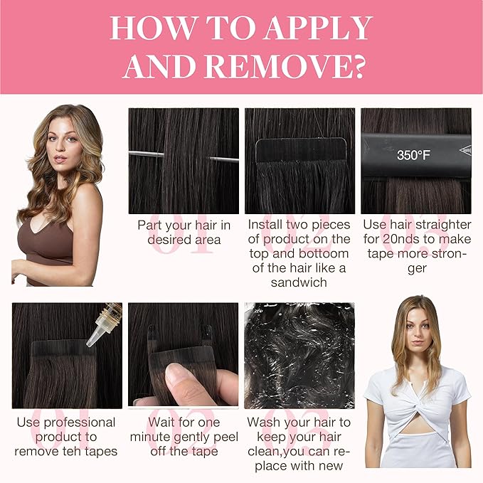 GOO GOO Tape in Hair Extensions Human Hair, 2/6/18 Balayage Brown to Dirty Blonde, 16inch 50g 20pcs, Thick Ends Straight Seamless, Invisible