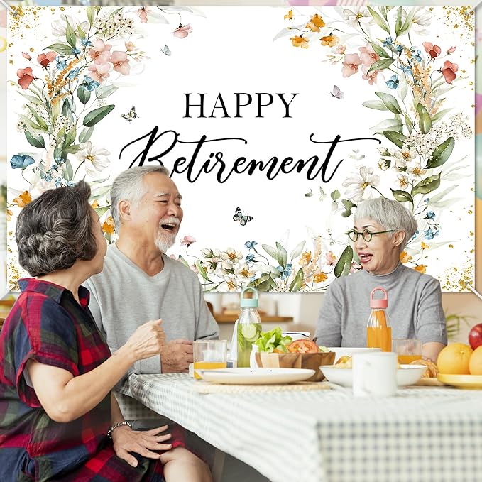 Avezano Happy Retirement Banner Wildflower Themed Happy Retirement Party - Image 5