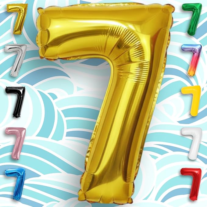 Gold Number Balloon 7 Mylar Foil Balloons 32 inch - Image 2
