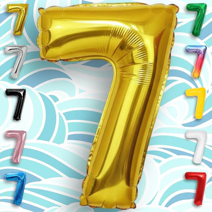 Gold Number Balloon 7 Mylar Foil Balloons 32 inch - Image 2