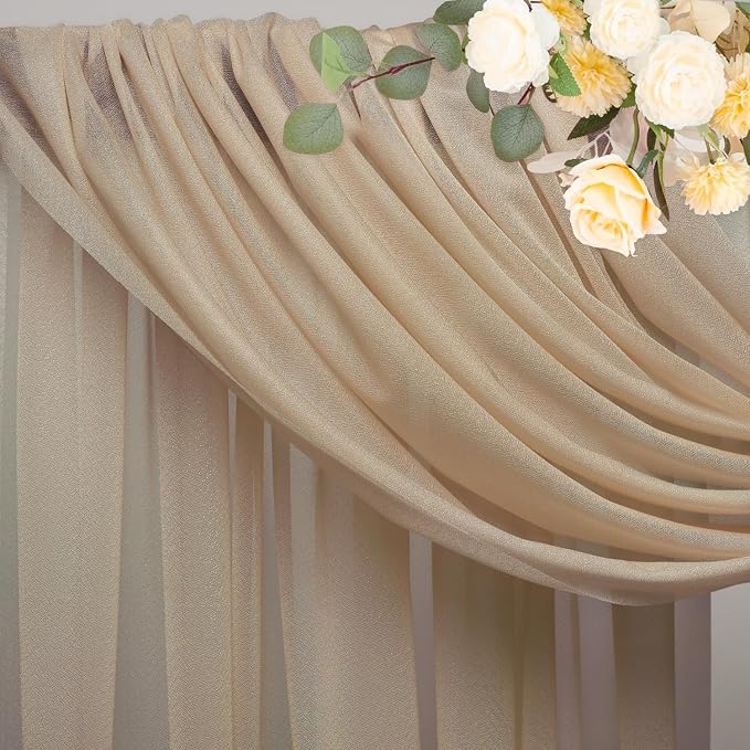 Nude Wedding Arch Draping Fabric Backdrop Drapes Sheer 3 Panels | 28.7"x20FT - Image 5