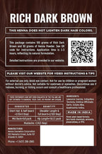 Natural Henna Hair Color Dye, 100% Pure Henna Powder for Hair Growth Organic (Dark Brown, 100 Gr + Free 50 Gr.)