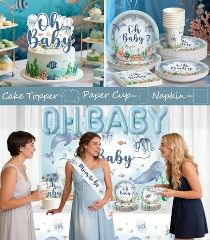Cocomigo 347PCS Under the Sea Baby Shower Decorations Set Serves 25 | Includes - Image 5