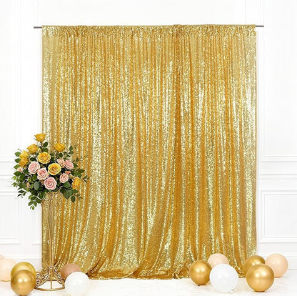 Eternal Beauty Gold 3mm Sequin Backdrop 20x10 Ft by EternalBeauty