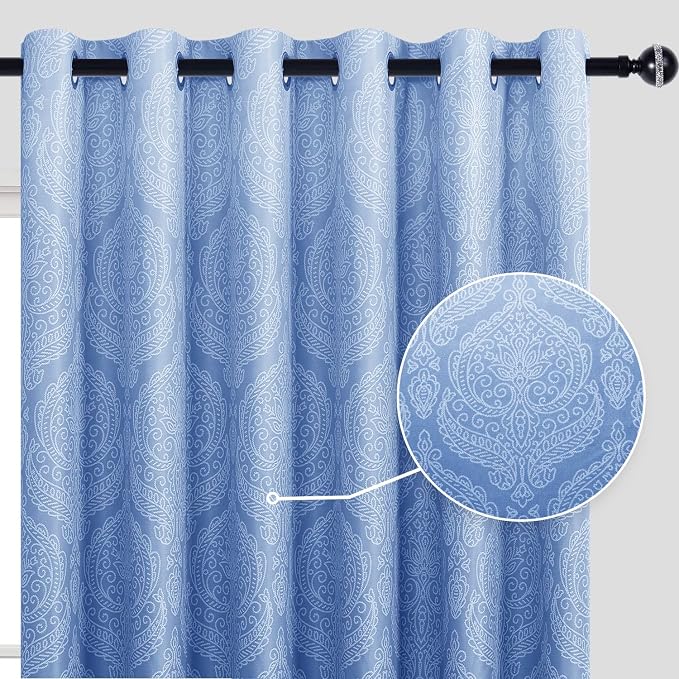 DWCN Navy Blackout Damask Curtains - Image 2