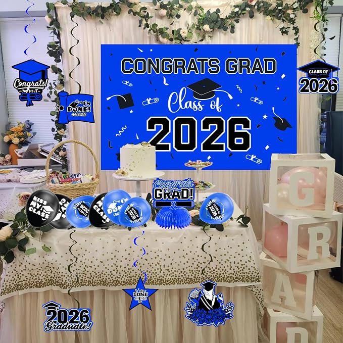 Graduation Decorations 2026 Blue Themed Set - Image 4