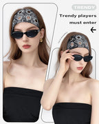 Grommet Headband for Women, Grey Snake 23cm Hollow Out Elastic Hair Band, Eyelets Punk Grunge Stylish Hairband