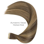 WENNALIFE Tape in Hair Extensions, Human Hair Balayage Chocolate Brown to Caramel Blonde, 10pcs 30g 22 inch Remy Invisible Tape Ins Straight Soft Real Human Hair Extensions