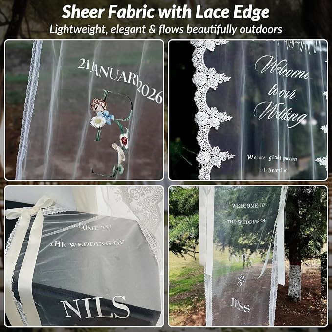 Personalized Sheer Wedding Welcome Sign Banner - Image 6