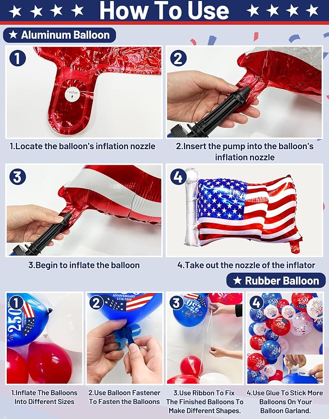 104 PCS Red White and Blue Balloon Garland Arch Kit, 4th of July Balloon Arch - Image 5