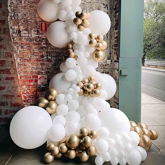 Voircoloria 130pcs White Party Balloons Garland Arch Kit, 18 12 10 5 Inch | - Image 6