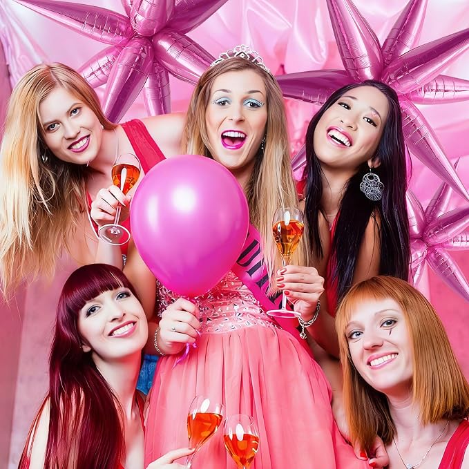 60Pcs Hot Pink Star Balloons for Princess Birthday Decorations Explosion Mylar - Image 4