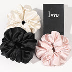 3 Pcs Large Silk Satin Scrunchies - Extra Big, Both for Thick or Thin Hair, No Crease Jumbo Ponytail Holder, No Hurt Your Hair for Sleep