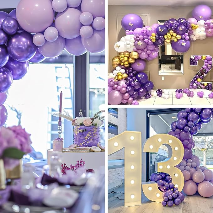 PartyWoo Metallic Purple Balloons 130pcs Chrome Purple Color | 18 12 10 5 Inch - Image 5