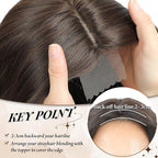 MORICHY Hair Toppers for Women Clip in Hair Topper with Bangs 20inch Coffee Brown Long Wavy Curly Synthetic HairPieces for Women
