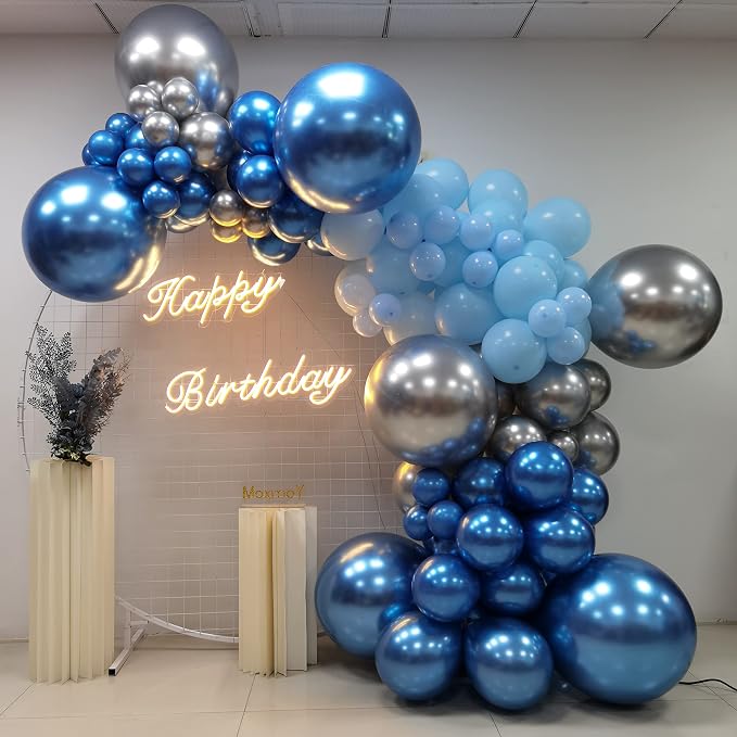 Silver Blue Balloon Garland 127 Pcs 18In 12In 10In 5In Confetti Latex Balloons - Image 2