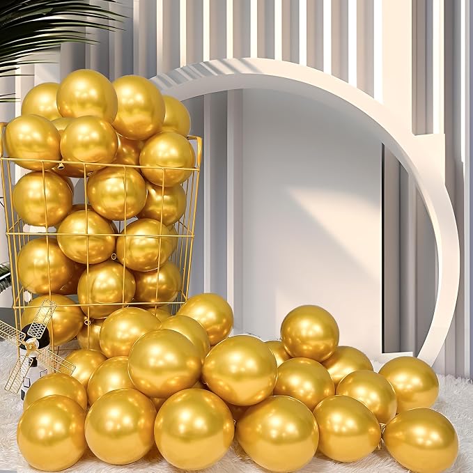 Firomi Metallic Chrome Gold Balloons 5-inch 100 Pack | Helium Small-Medium by Firomi