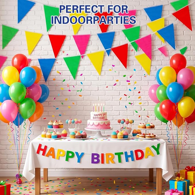 YGEOMER 600pcs Colorful Pennant Banner Flags 750ft | Multicolor carnival - Image 6