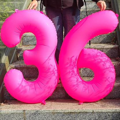 40 in Fluorescent Pink Birthday Balloon Number 7 Pink Fluorescent Number 7 | - Image 4