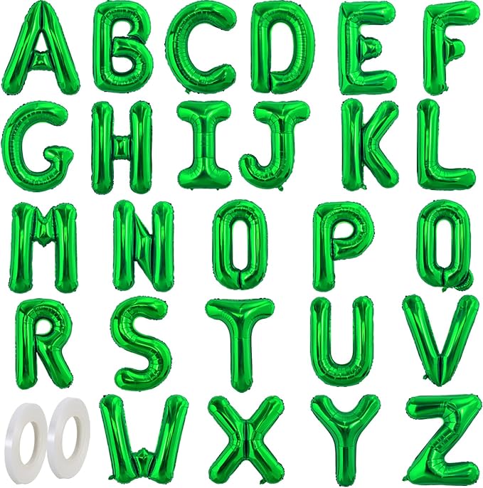 TONIFUL Green Letter Balloons 26 Pcs 1 Set A-Z Alphabet Banner Kit – 16 Inch by TONIFUL