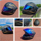 Full Face Motorcycle Helmets for Adult Men Women, DOT Approved Street Bike Racing Helmet Dual Visor Quick Release Buckle, Motorbike ADV Moped Helmet with Extra Clear Visor