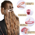 8 Pcs Large Lay Flat Claw Clips for Women French Side Slide Barrettes for Thin Fine Hair Rectangle Alligator Hair Accessories,Matte Beige Pink