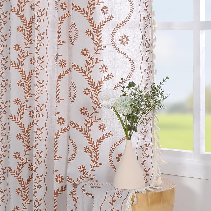 Schweek Boho Floral Curtains 84 Inches Length 2 Panels - Image 7