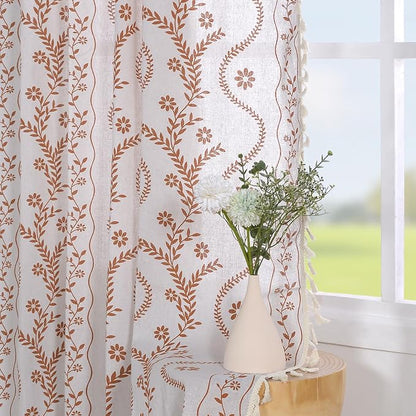Schweek Boho Floral Curtains 84 Inches Length 2 Panels - Image 7