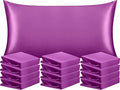 NTBAY 12 Pack Satin King Pillowcases for Hair and Skin, Luxurious and Silky Pillow Cases with Envelope Closure, 20 x 36 Inches, Purple