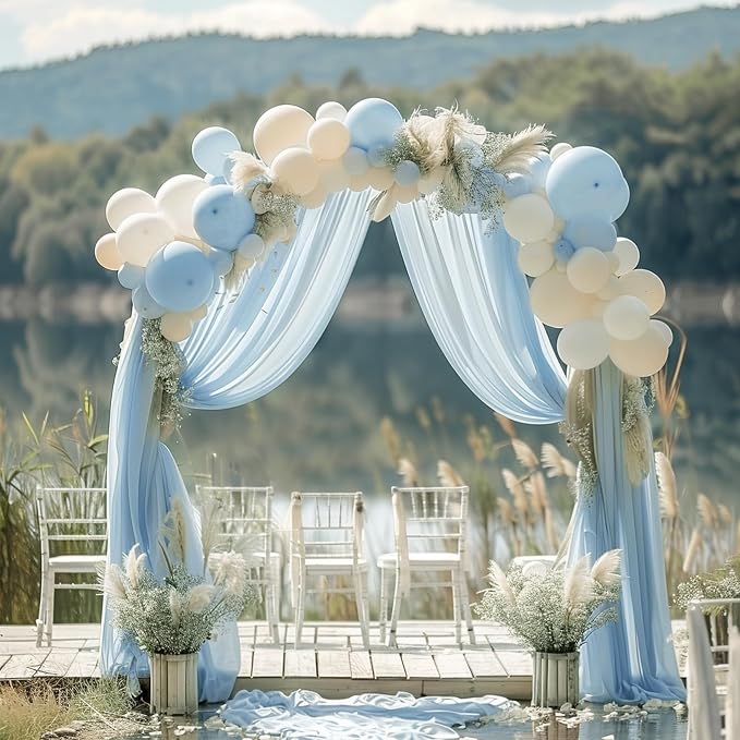 Wedding Arch Draping Fabric Backdrop Drapes 2 Panels, Baby Blue | 28.7"x20FT - Image 5