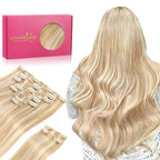 WENNALIFE Hair Extensions Clip In, 9pcs 18inch 150g Dirty Blonde Highlighted Bleach Blonde Thicker Clip In Hair Extensions Real Human Hair Remy hair extension Double Weft Clip in Human Hair Extensions