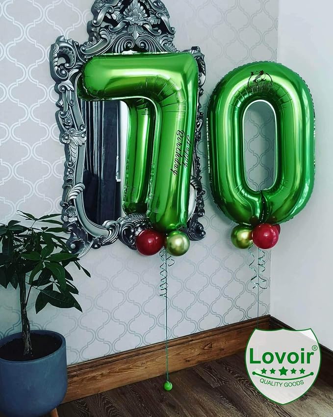 Dark Green 60 Number Balloons, 40 Inch Giant Number 60 Balloons Foil Mylar - Image 4