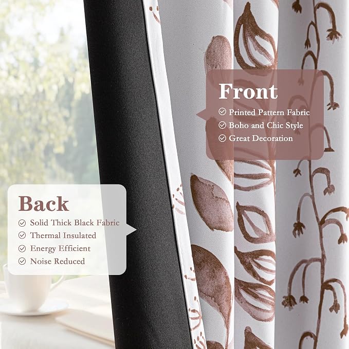 Boho Brown Blackout Curtains for Bedroom, Thermal Insulated Privacy Protection - Image 5
