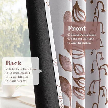 Boho Brown Blackout Curtains for Bedroom, Thermal Insulated Privacy Protection - Image 5