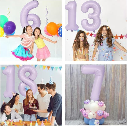 40 Inch Purple Number Balloons Light Purple 3 Balloon Matte purple Birthday - Image 3