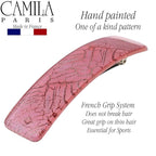 Camila Paris CP2278 French Hair Barrette Clip for Girls Large Pink and Gold Swirls, Strong Hold Grip Hair Clips for Women, No Slip and Durable Styling Girls Hair Accessories, Made in France