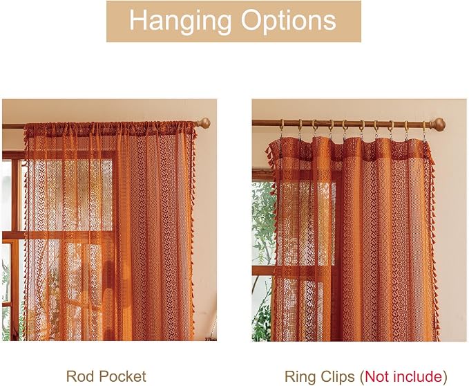 Sutuo Home Sheer Lace Boho Curtains 2 Panels - Image 5