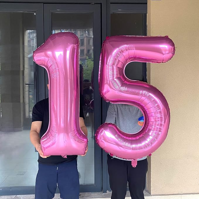 Jonhamwelbor 15 Balloon Number Pink 15 Foil Mylar Jumbo Giant Big Large 51 - Image 4
