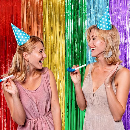 2 Pack Rainbow Backdrop Party Decorations Tinsel Curtain Party Streamer Foil - Image 4