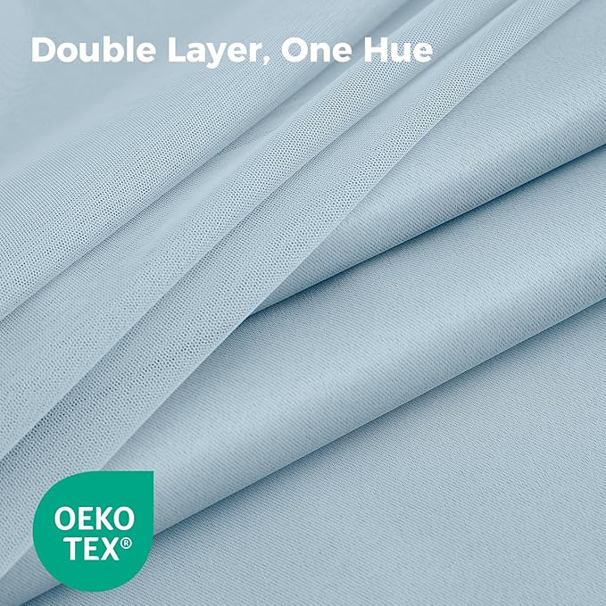 100% Blackout Curtains for Bedroom, Double Layer Blue Curtains, Room Darkening - Image 4