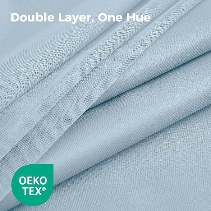 100% Blackout Curtains for Bedroom, Double Layer Blue Curtains, Room Darkening - Image 4