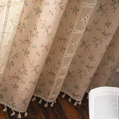 Sutuo Home Boho Curtain Semi-Blackout Crochet Hollow Lace Patchwork - Image 3