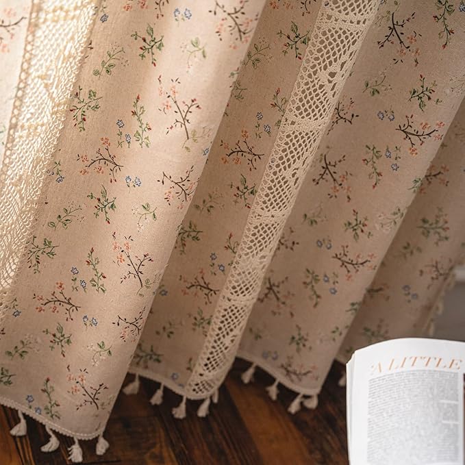 Sutuo Home Boho Curtain Semi-Blackout Crochet Hollow Lace Patchwork - Image 4