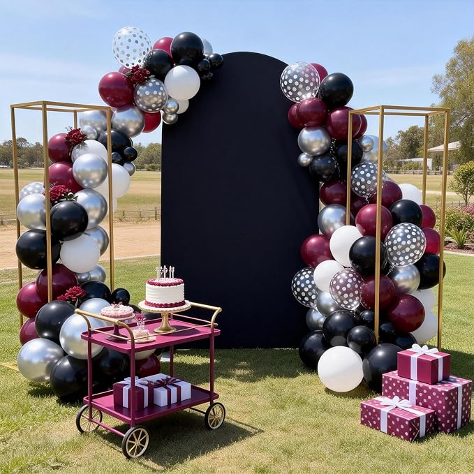 FunHot Maroon Balloons, 12 Inch Burgundy Metallic Silver Confetti Latex Balloons - Image 7