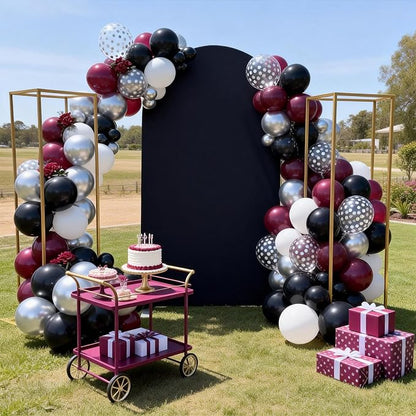 FunHot Maroon Balloons, 12 Inch Burgundy Metallic Silver Confetti Latex Balloons - Image 7