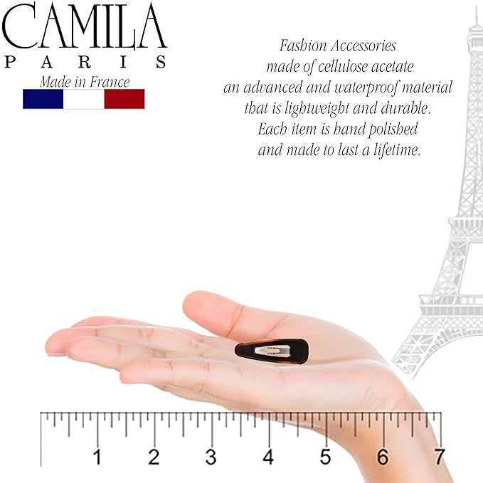 Camila Paris CP1309/2 French Hair Barrettes Clips, Snap Hair Slides Clic Clac for Women, Styling Girls Side Slide-in Metal Pin Hair Accessories for Women. Strong Hold, No Slip Grip, Made in France